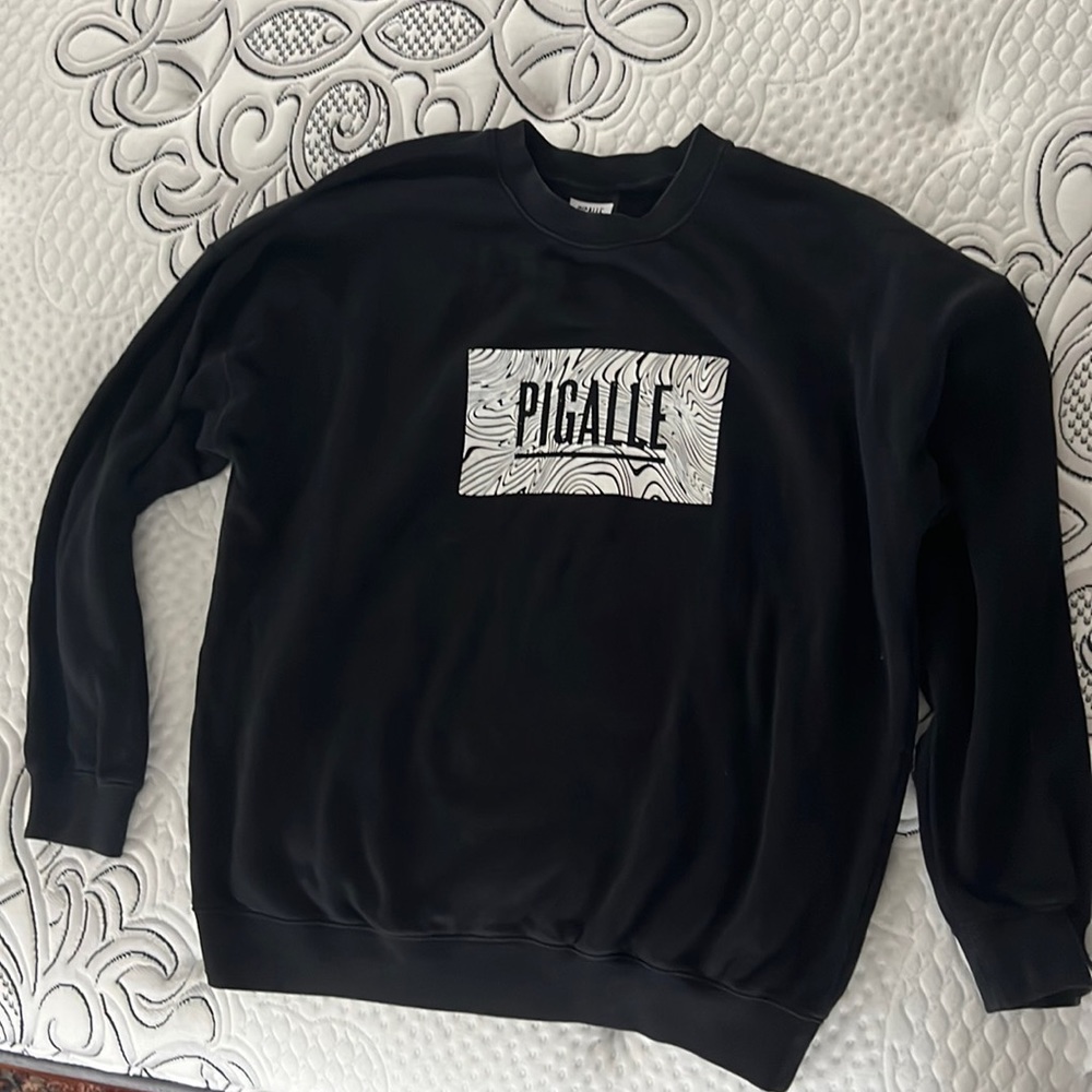 PIGALLE black wave 100% cotton crew neck sweatshirt